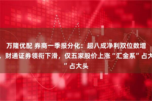 万隆优配 券商一季报分化：超八成净利双位数增长，财通证券领衔下滑，仅五家股价上涨“汇金系”占大头