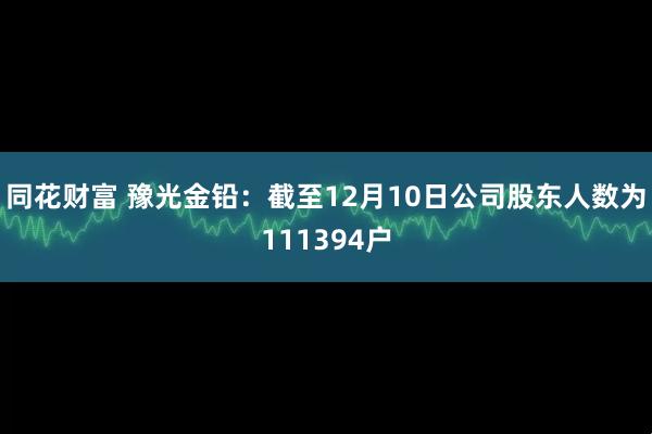 同花财富 豫光金铅：截至12月10日公司股东人数为111394户